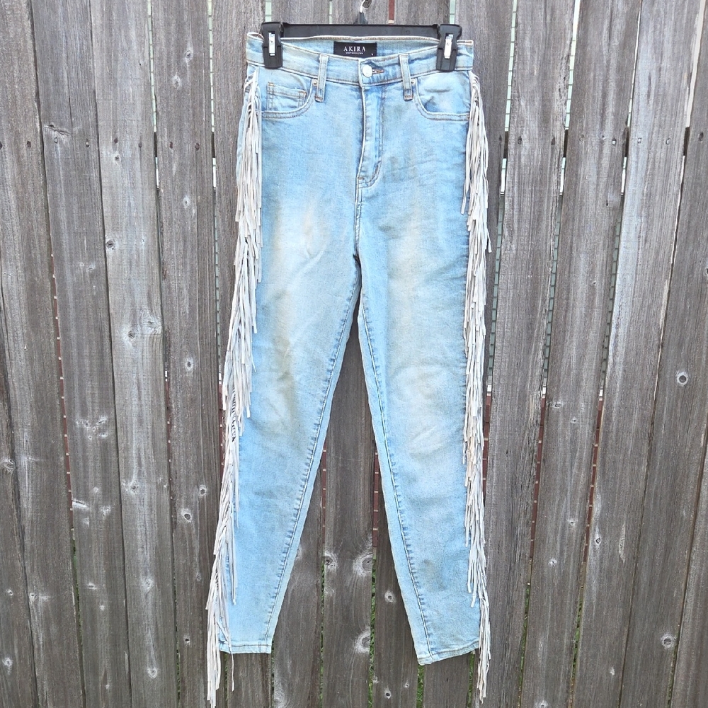 AKIRA Fying Away Fringe Demin Jeans Size M.